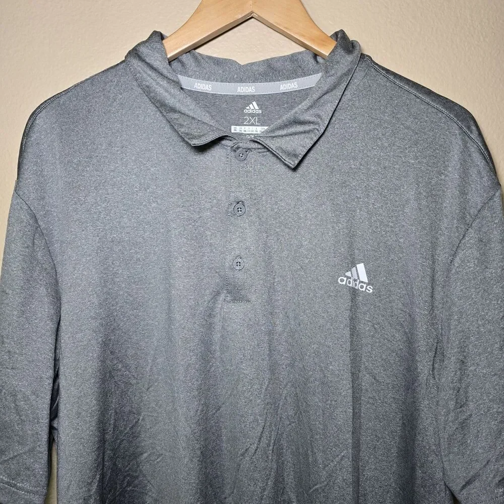 Adidas Golf Mens 2XL Heather Gray Short Sleeve Performance Polo Shirt